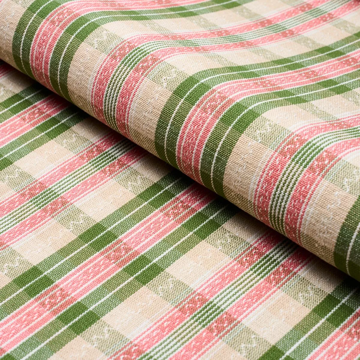 Schumacher 84721 Fonda Hand Woven Plaid Petal & Leaf fabric swatch