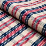 Schumacher 84720 Fonda Hand Woven Plaid Rouge & Navy fabric swatch