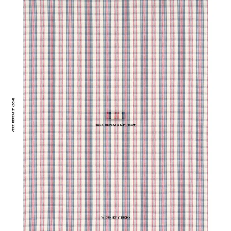 Schumacher 84720 Fonda Hand Woven Plaid Rouge & Navy fabric swatch