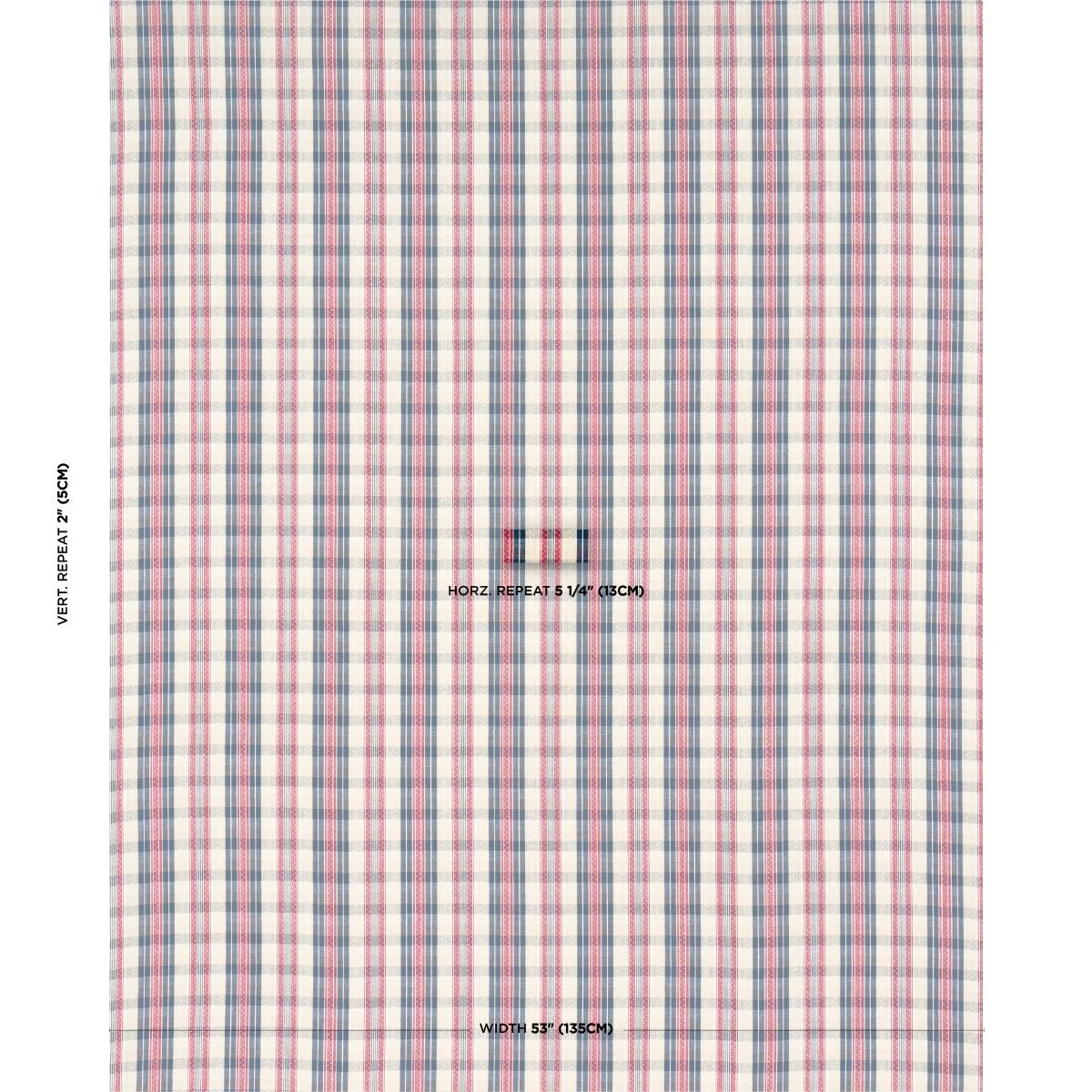 Schumacher 84720 Fonda Hand Woven Plaid Rouge & Navy fabric swatch
