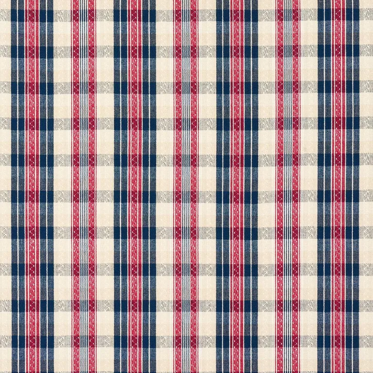 Schumacher 84720 Fonda Hand Woven Plaid Rouge & Navy fabric swatch