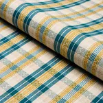 Schumacher 84722 Fonda Hand Woven Plaid Teal & Citron fabric swatch