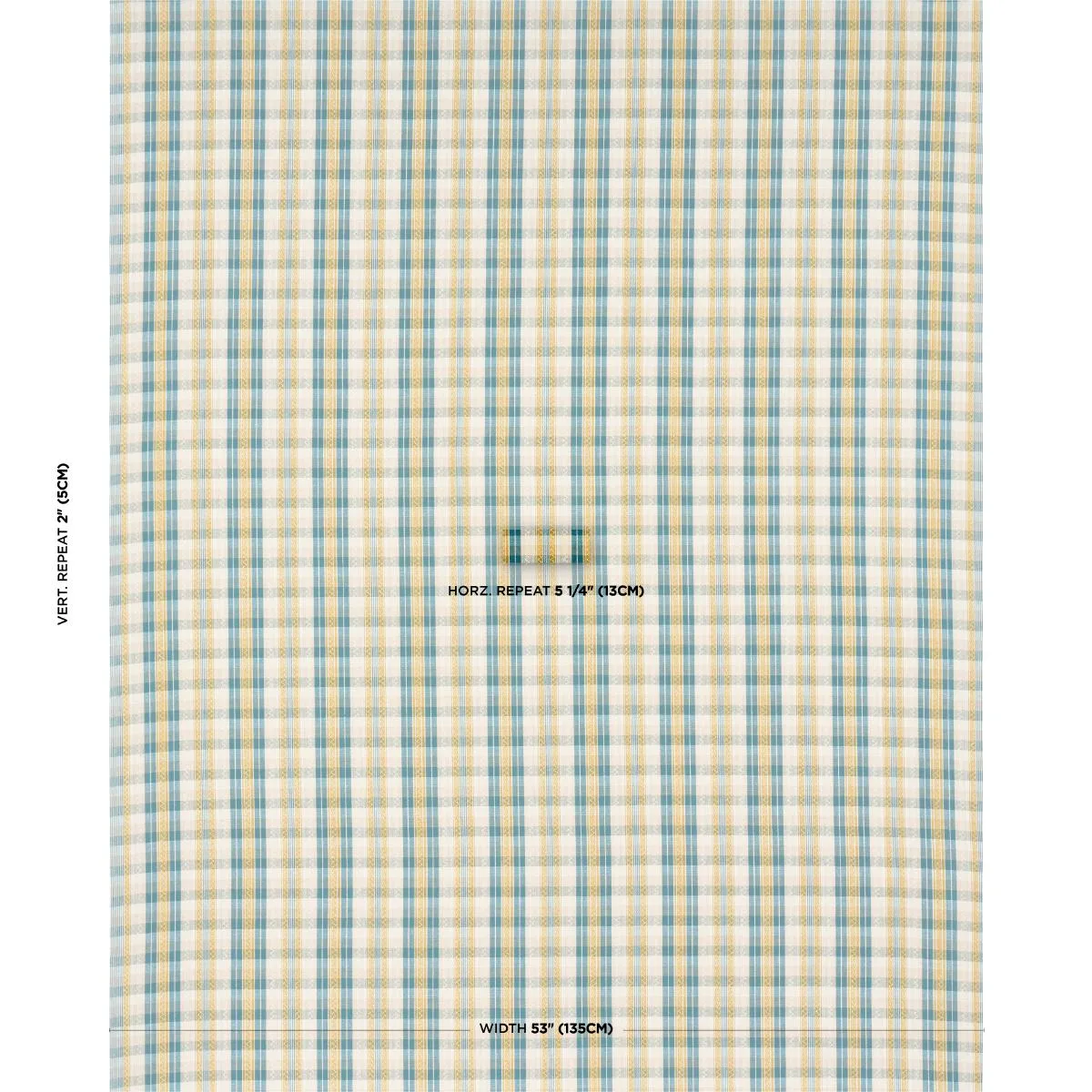 Schumacher 84722 Fonda Hand Woven Plaid Teal & Citron fabric swatch