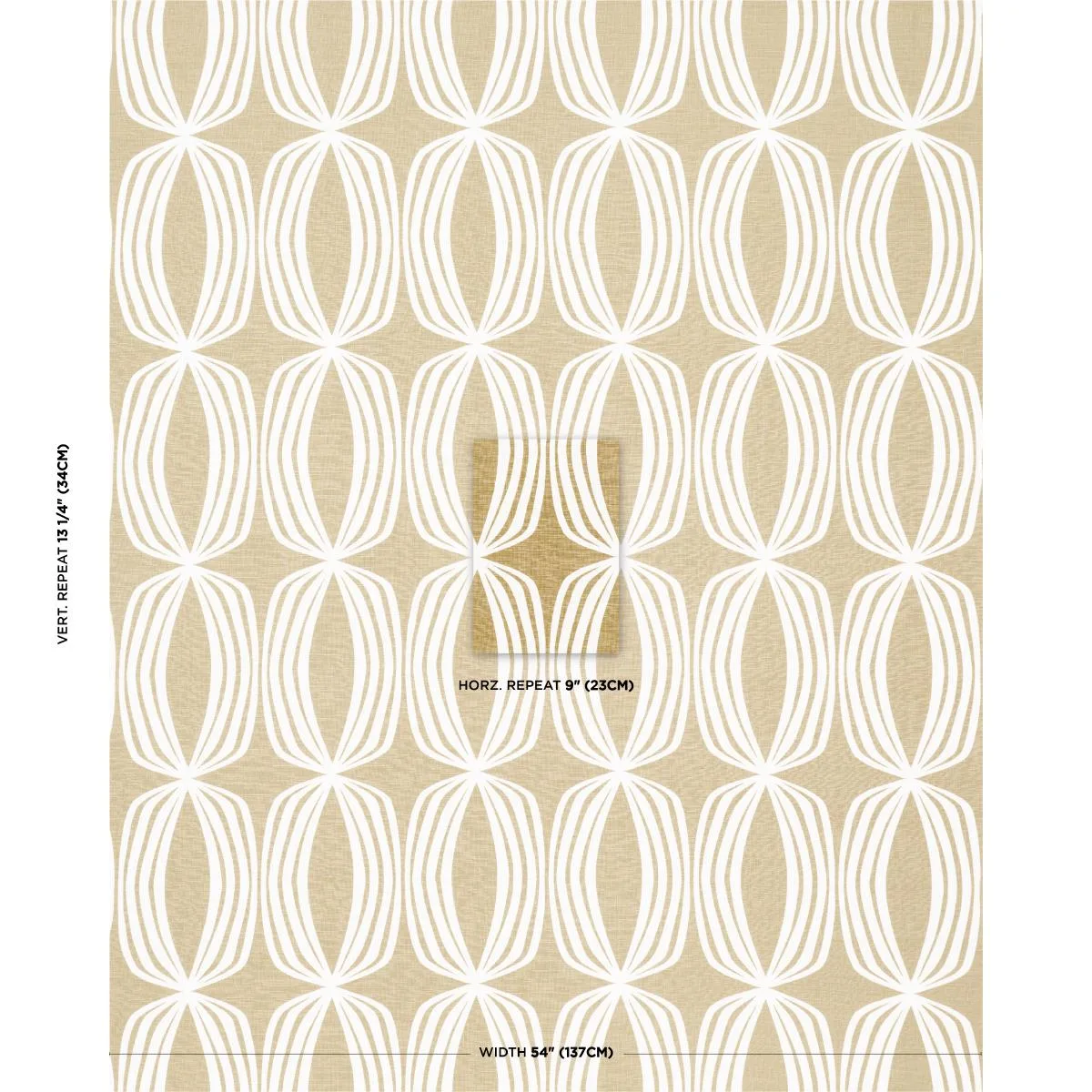 Schumacher 182321 Fontana Hand Print Ochre fabric swatch