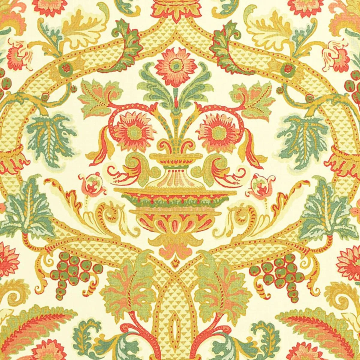 Schumacher 173320 Fontenay Vase Ivory fabric swatch