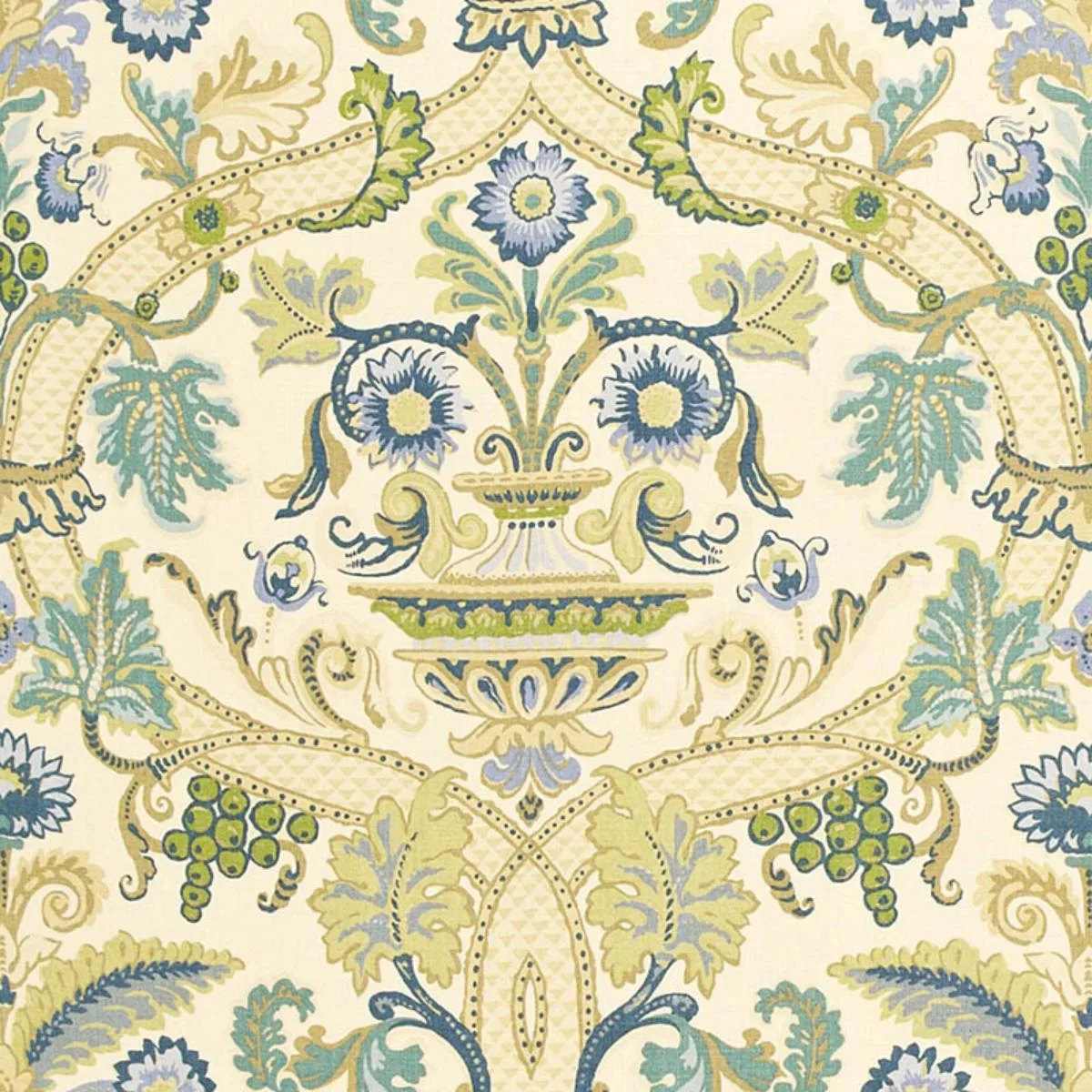 Schumacher 173321 Fontenay Vase Porcelain Blue fabric swatch