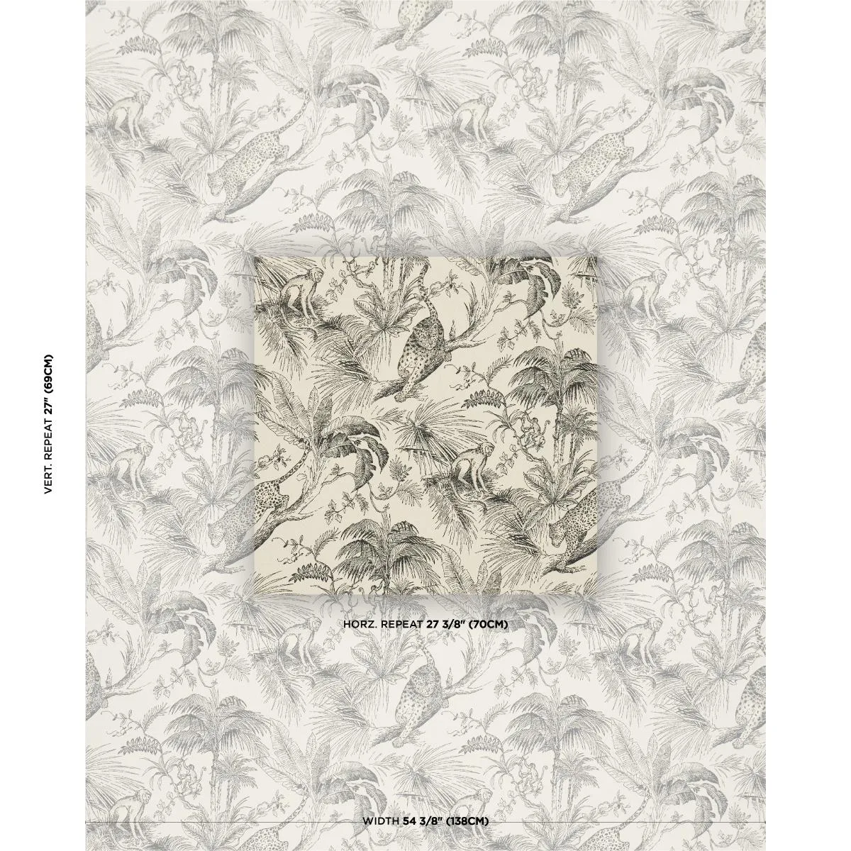 Schumacher 85100 Forest Canopy Black & Ivory fabric swatch