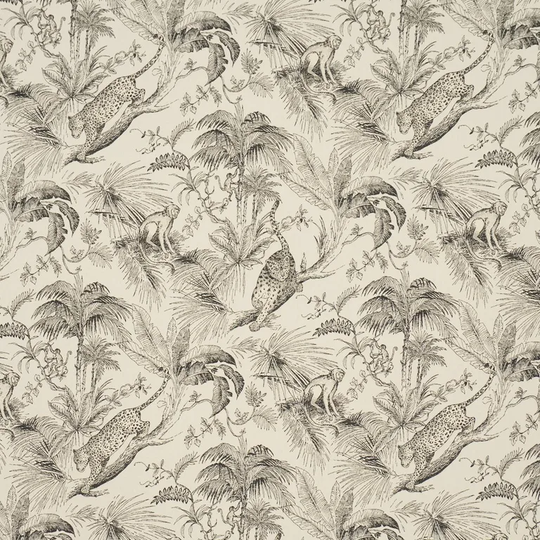 Schumacher 85100 Forest Canopy Black & Ivory fabric swatch