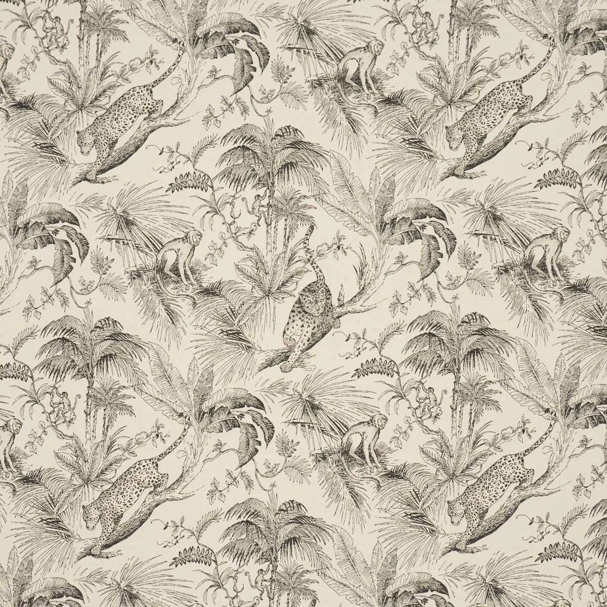 Schumacher 85100 Forest Canopy Black & Ivory fabric swatch