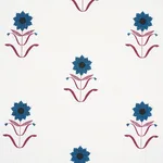 Schumacher 181982 Forget Me Nots Blue & Plum fabric swatch