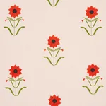 Schumacher 181980 Forget Me Nots Red On Pink fabric swatch