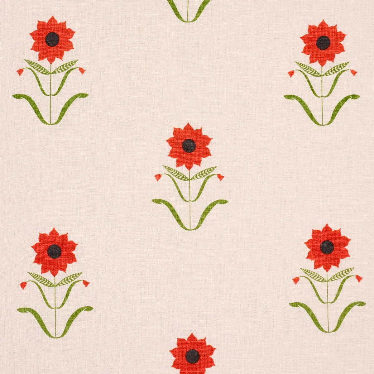 Schumacher 181980 Forget Me Nots Red On Pink fabric swatch