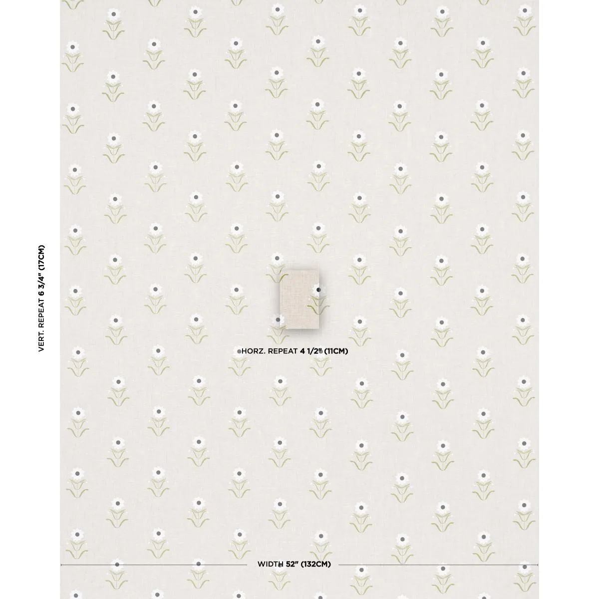 Schumacher 181981 Forget Me Nots White On Linen fabric swatch