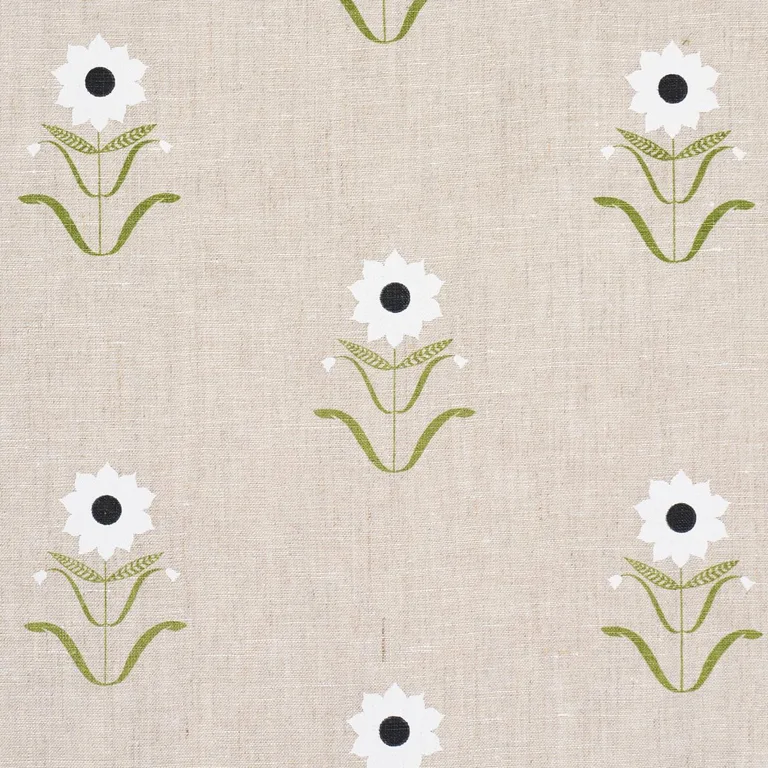 Schumacher 181981 Forget Me Nots White On Linen fabric swatch