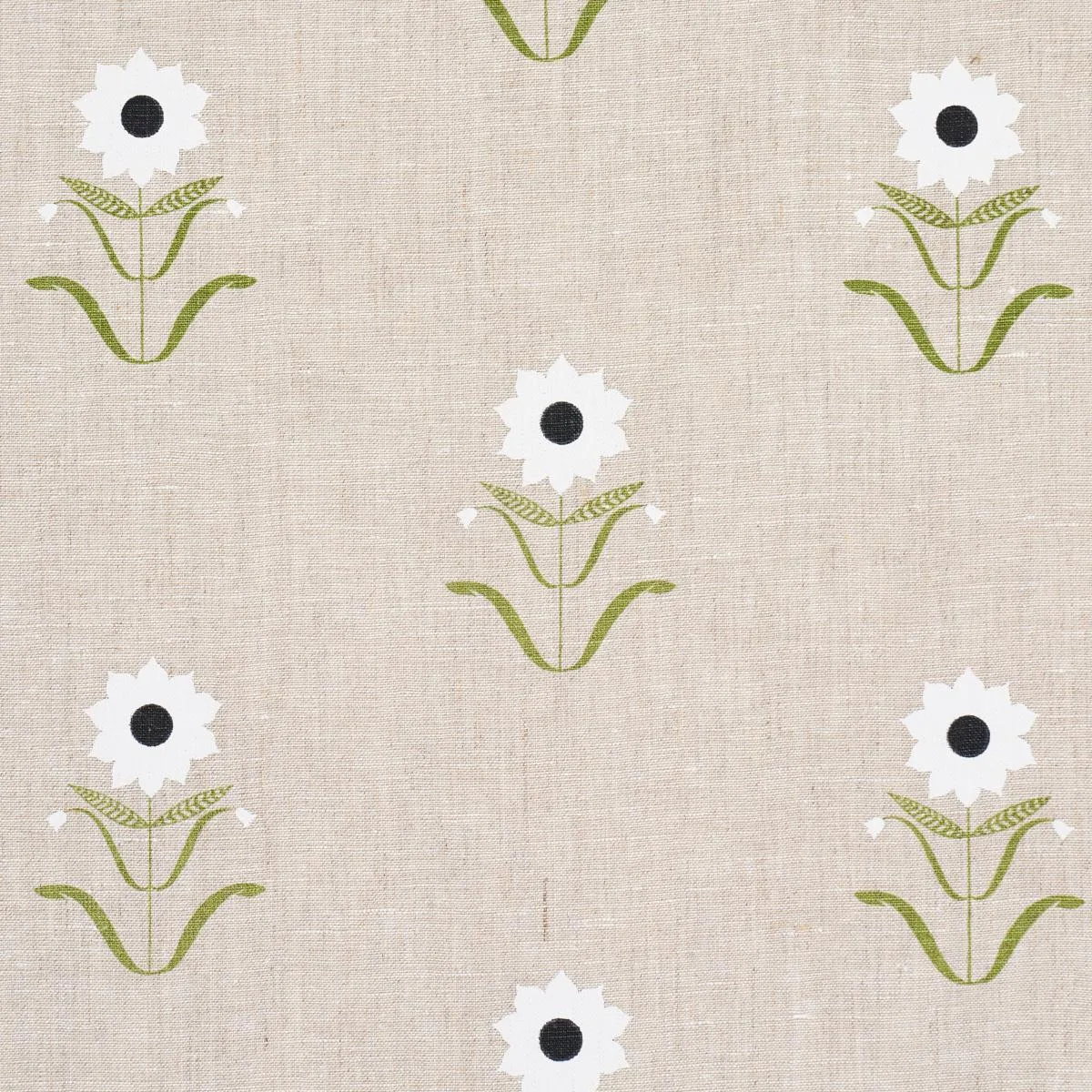 Schumacher 181981 Forget Me Nots White On Linen fabric swatch