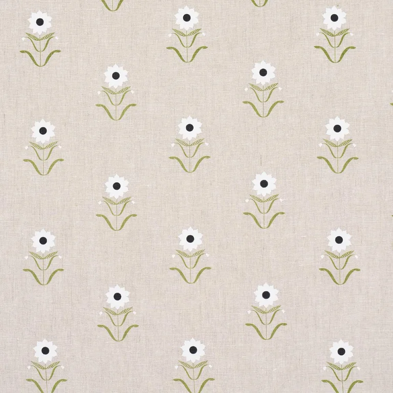 Schumacher 181981 Forget Me Nots White On Linen fabric swatch