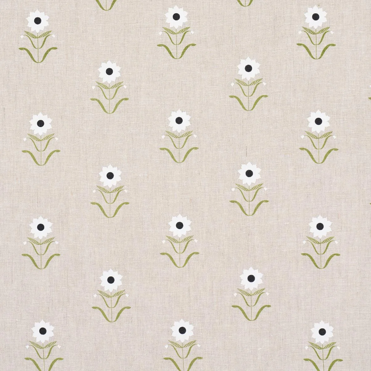 Schumacher 181981 Forget Me Nots White On Linen fabric swatch