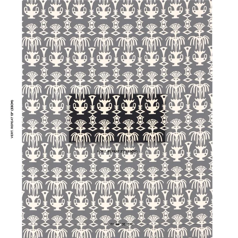 Schumacher 181502 Fountain Grass Black fabric swatch