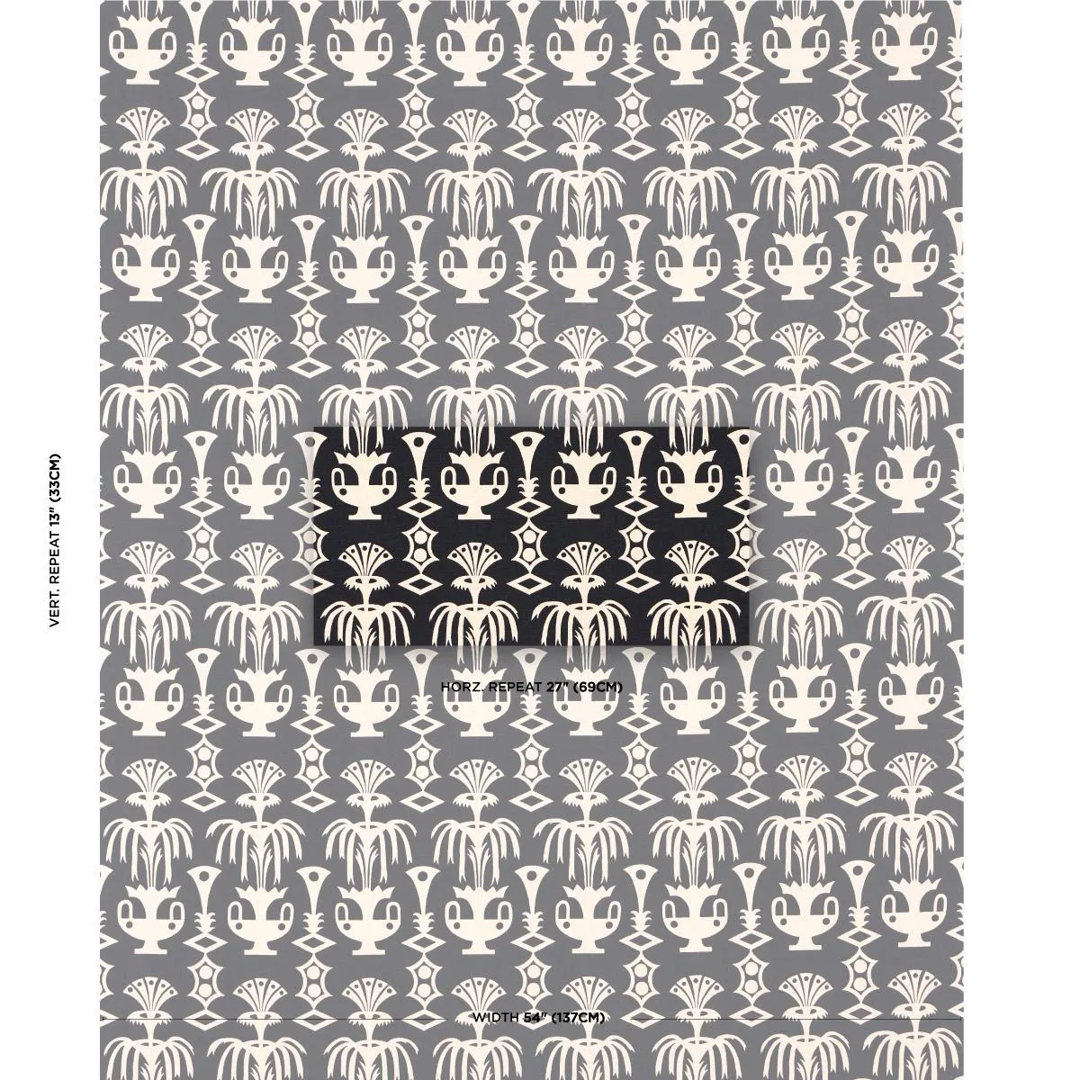 Schumacher 181502 Fountain Grass Black fabric swatch