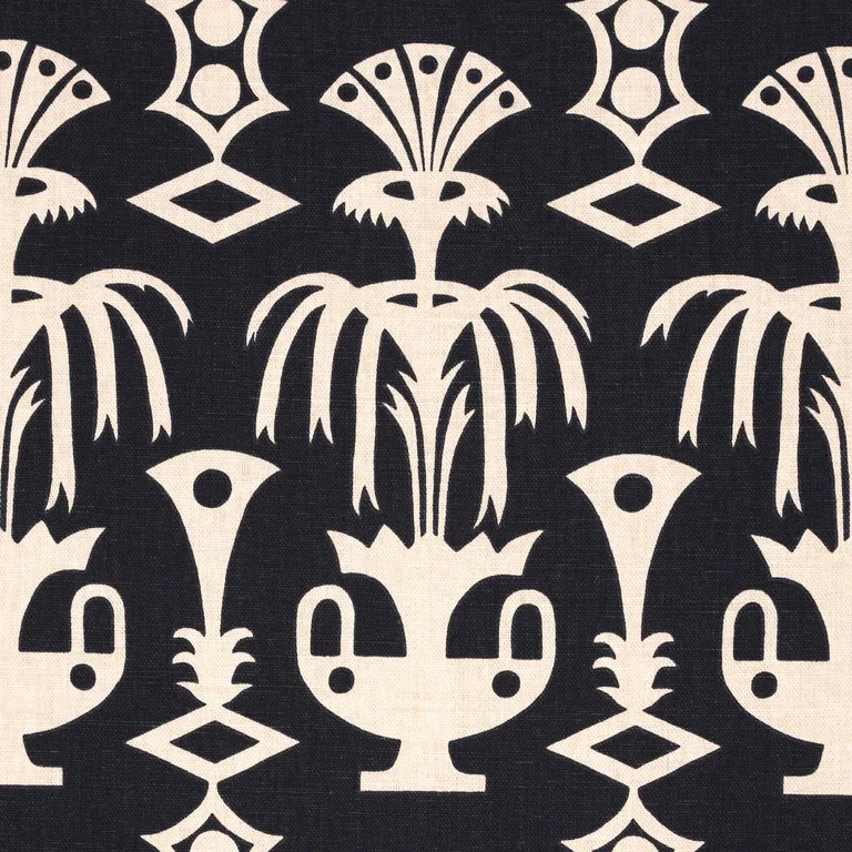 Schumacher 181502 Fountain Grass Black fabric swatch