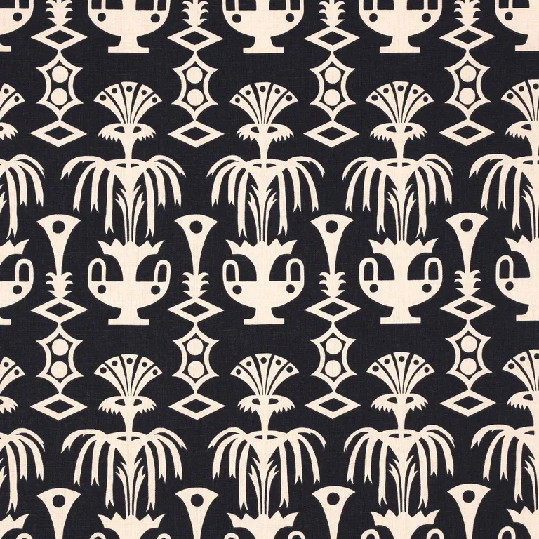 Schumacher 181502 Fountain Grass Black fabric swatch