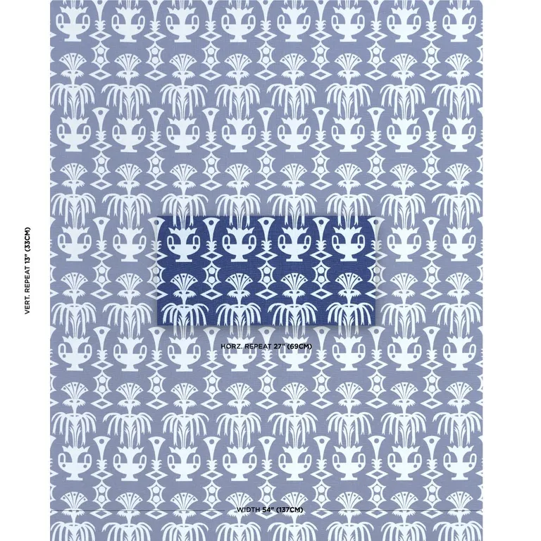 Schumacher 181501 Fountain Grass Blues fabric swatch