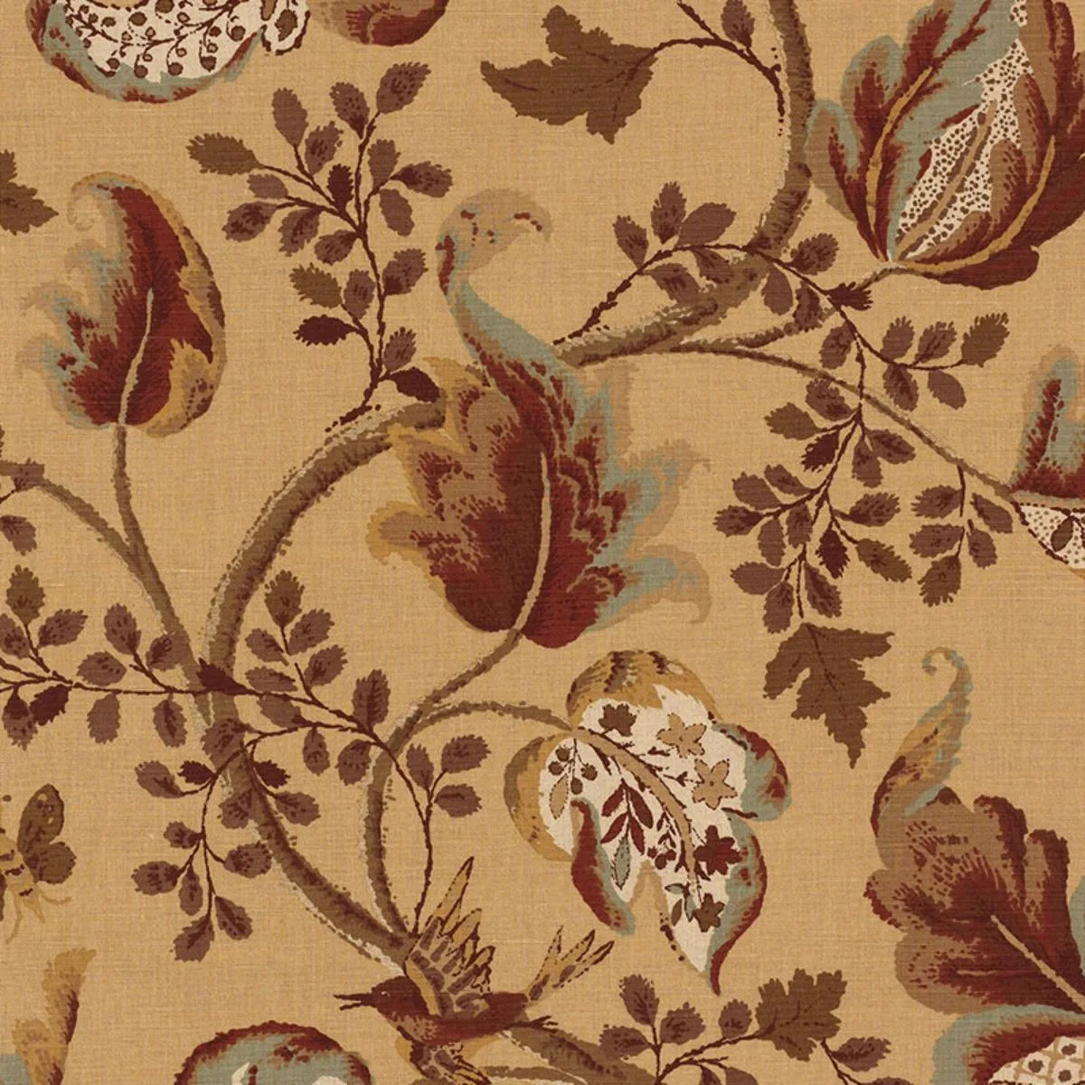 Schumacher 2639647 Fox Hollow Honey And Smoke fabric swatch