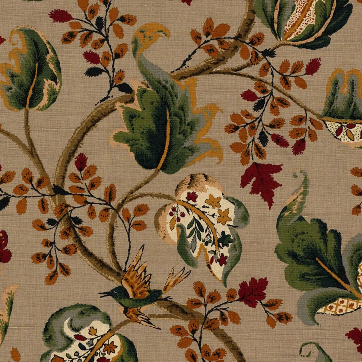 Schumacher 2639641 Fox Hollow Multi On Flannel fabric swatch