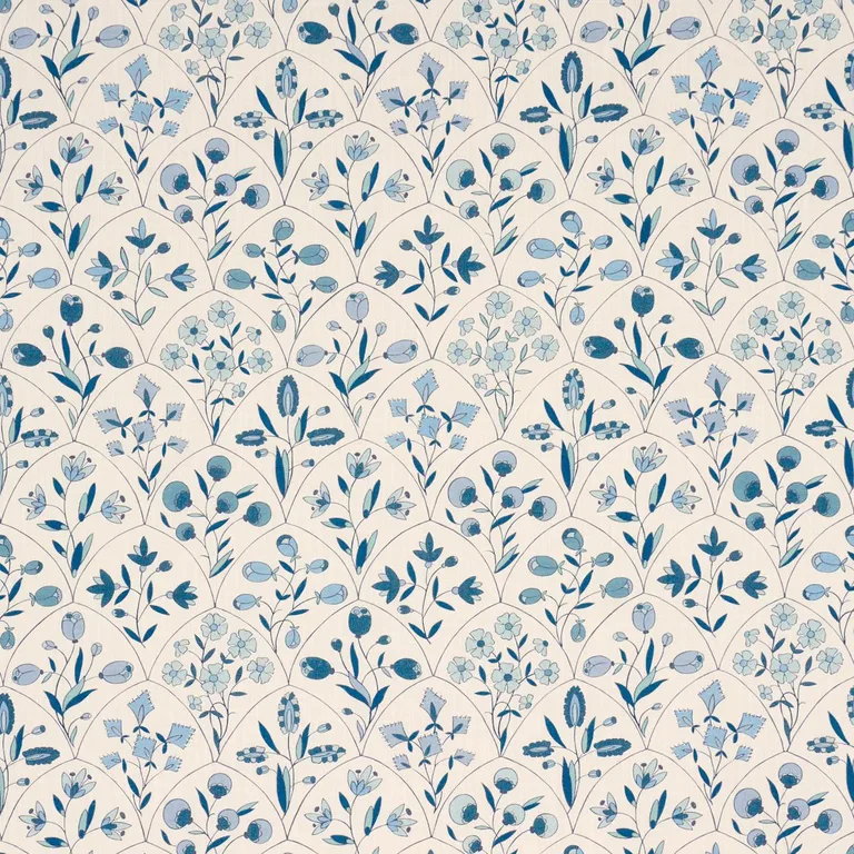 Schumacher 182160 Frances Floral Indoor/Outdoor Blues fabric swatch