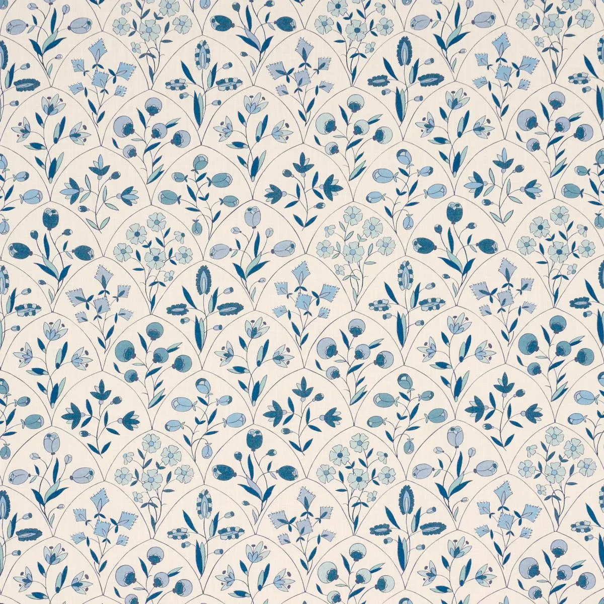 Schumacher 182160 Frances Floral Indoor/Outdoor Blues fabric swatch