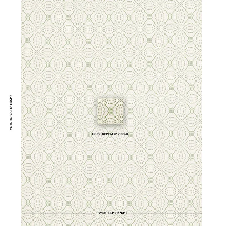 Schumacher 82910 Francestown Coverlet Leaf fabric swatch