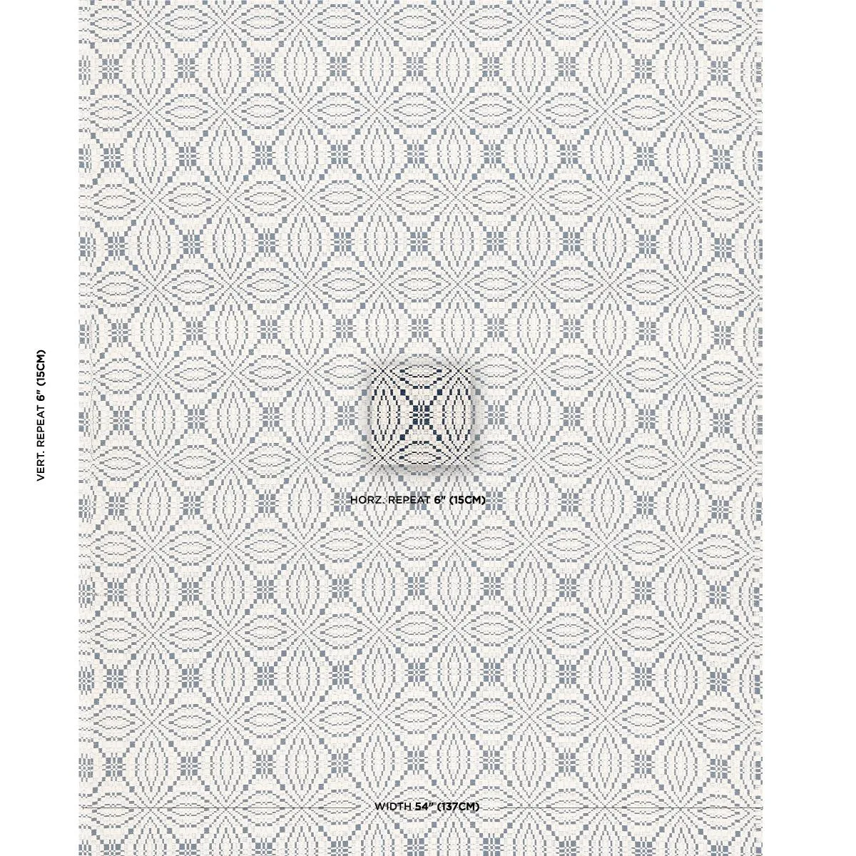 Schumacher 82911 Francestown Coverlet Navy fabric swatch