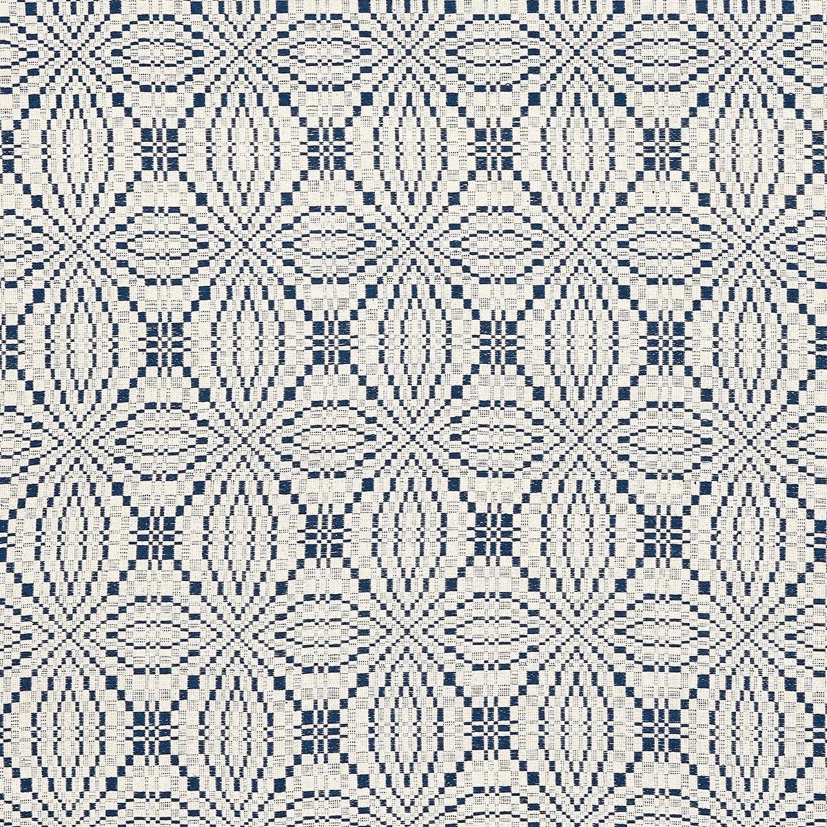 Schumacher 82911 Francestown Coverlet Navy fabric swatch