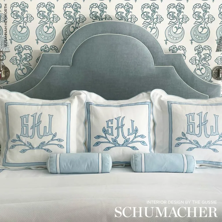 Schumacher 75082 Franco Linen-Blend Chenille Sky fabric swatch