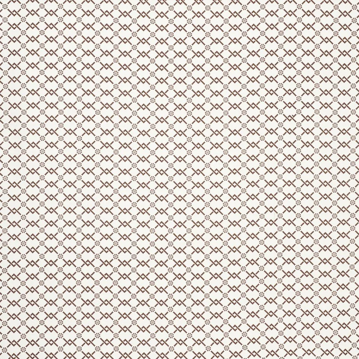 Schumacher 178312 Fretwork Flower Chestnut fabric swatch