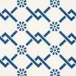 Schumacher 178310 Fretwork Flower Pacific fabric swatch