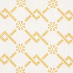 Schumacher 178311 Fretwork Flower Saffron fabric swatch