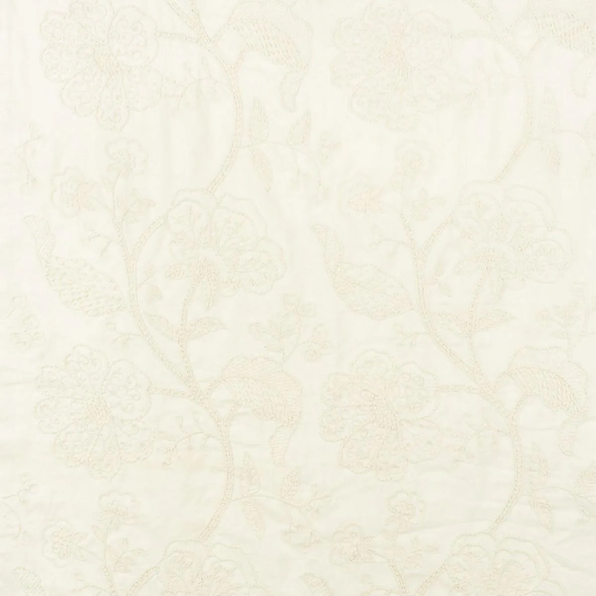 Schumacher 70811 Full Bloom Embroidery Cream fabric swatch