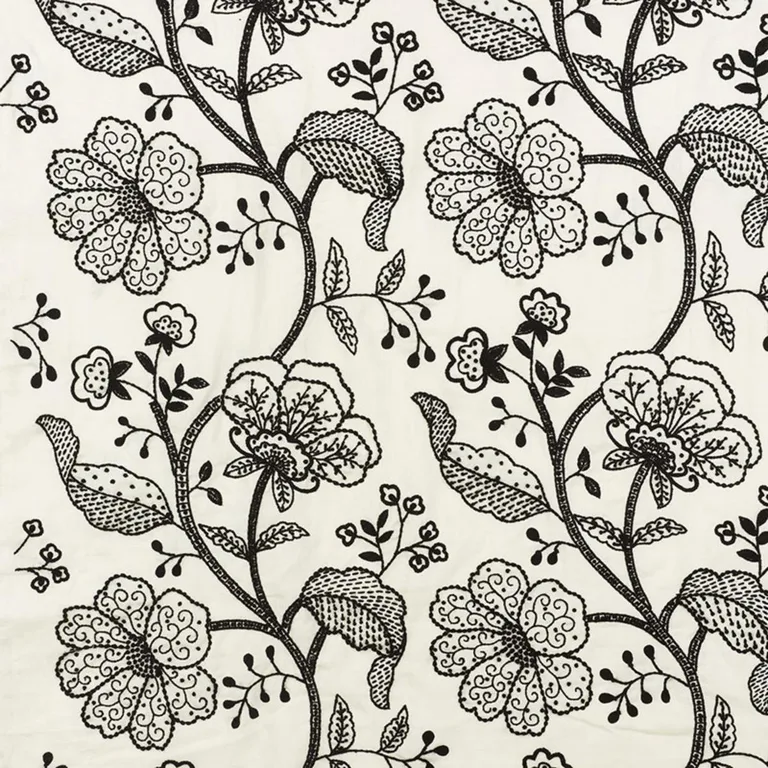Schumacher 70812 Full Bloom Embroidery Ink fabric swatch