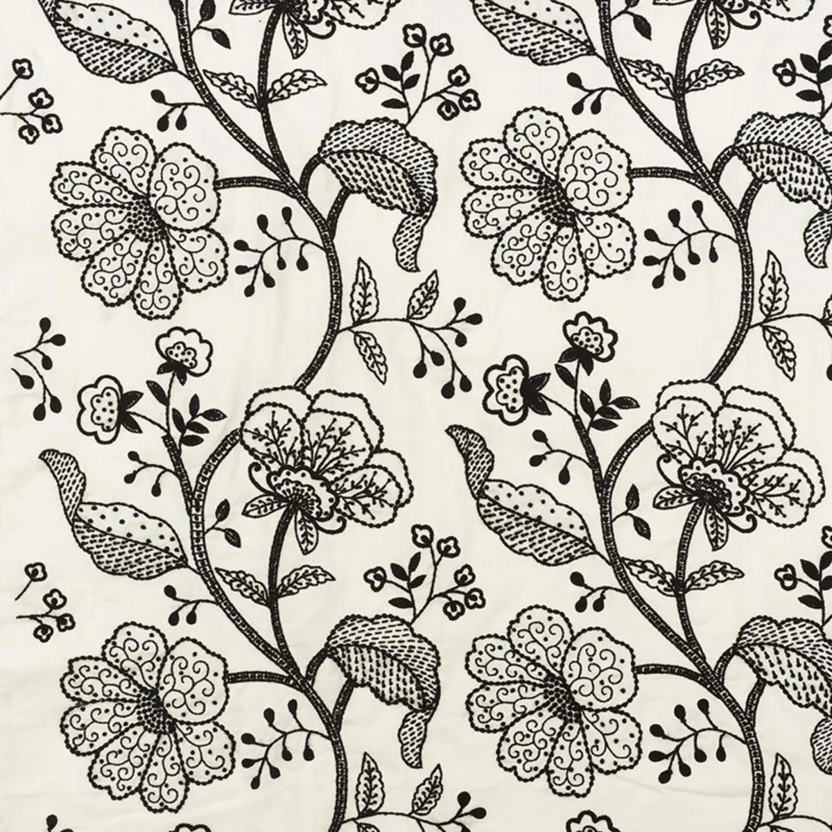 Schumacher 70812 Full Bloom Embroidery Ink fabric swatch