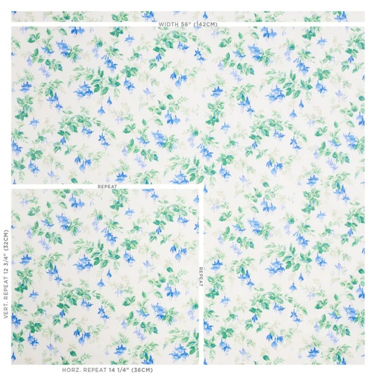 Schumacher 178680 Garden Gate Chintz Cobalt fabric swatch