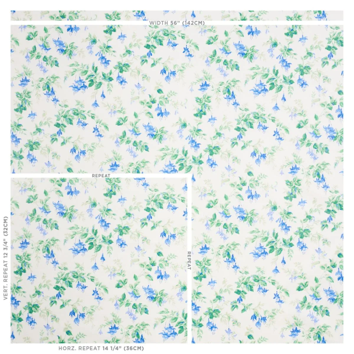 Schumacher 178680 Garden Gate Chintz Cobalt fabric swatch