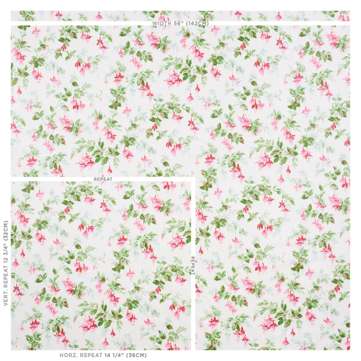 Schumacher 178681 Garden Gate Chintz Magenta fabric swatch