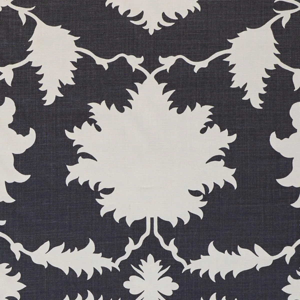 Schumacher 175035 Garden Of Persia Charcoal fabric swatch