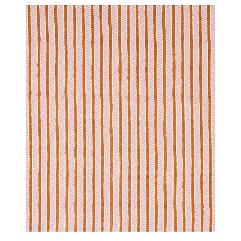 Schumacher 179761 Garden Path Hand Block Print Copper & Rose fabric swatch