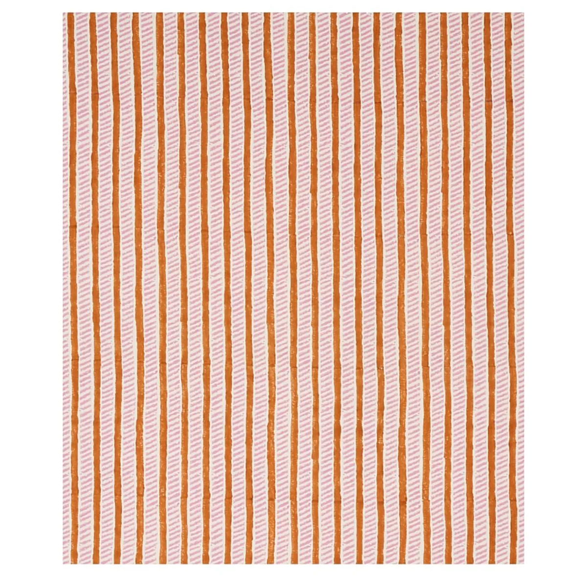 Schumacher 179761 Garden Path Hand Block Print Copper & Rose fabric swatch