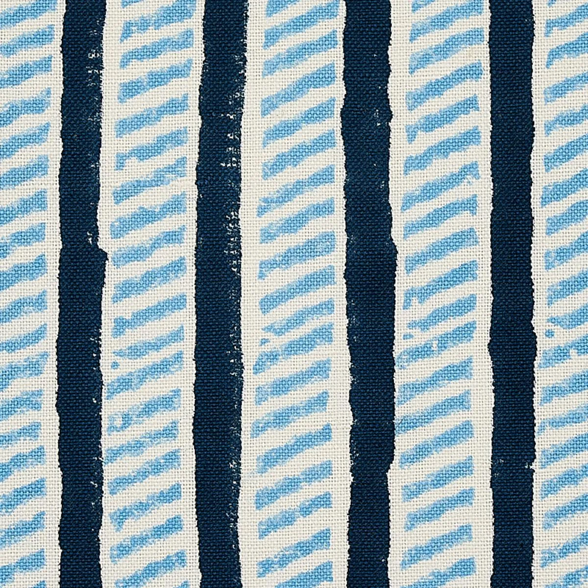 Schumacher 179760 Garden Path Hand Block Print Midnight & Sky fabric swatch