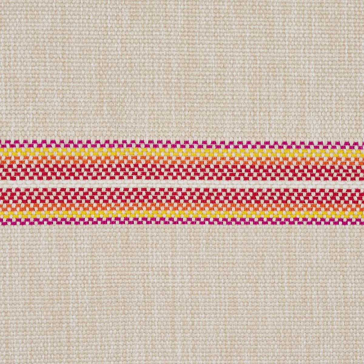 Schumacher 75974 Garden Stripe Indoor/Outdoor Red fabric swatch