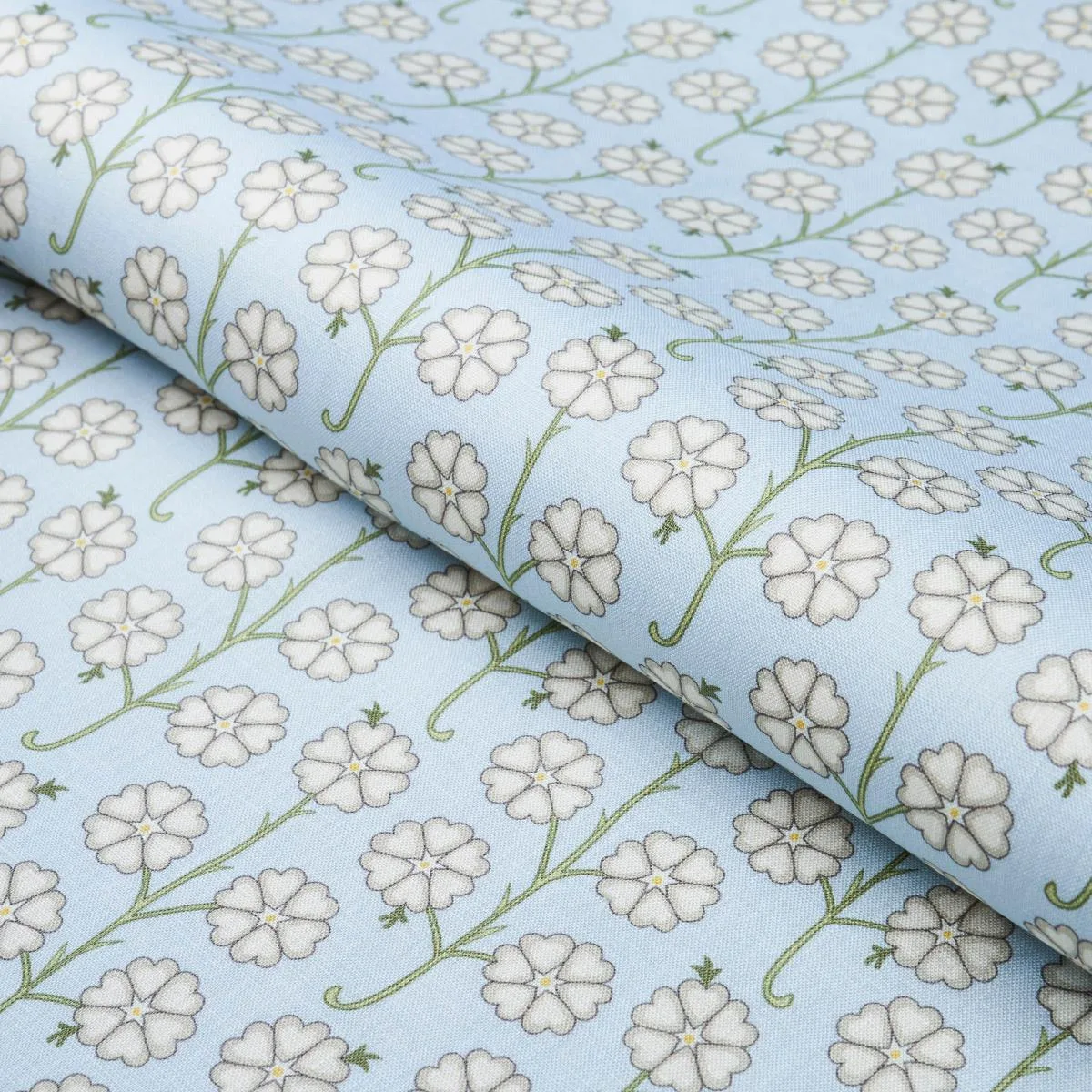 Schumacher 181400 Gardenia Egg Blue fabric swatch