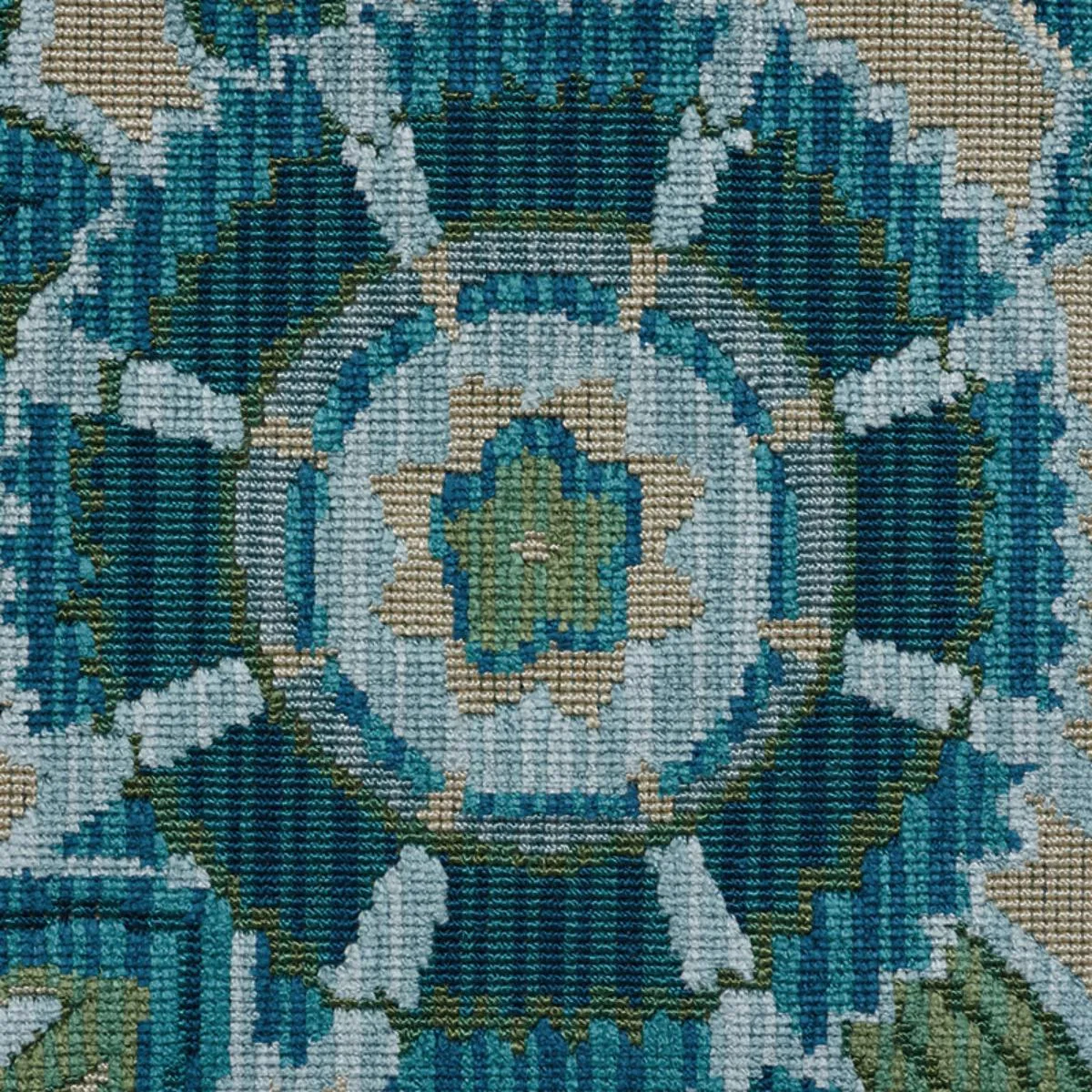 Schumacher 77762 Garland Velvet Peacock fabric swatch